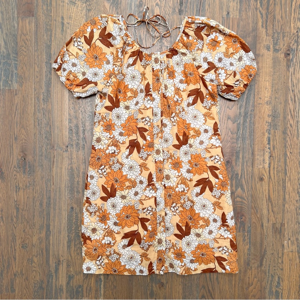J. Crew V-back Linen Shirtdress in Zinnia Floral